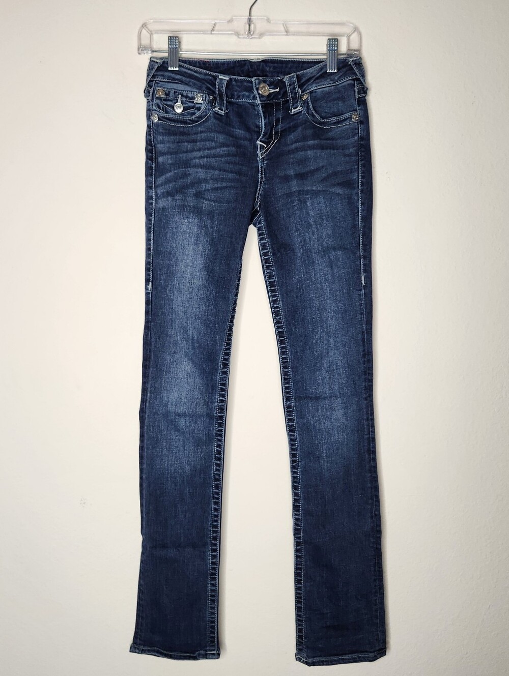 True Religion Womens 26 Slim Straight Dark Jeans